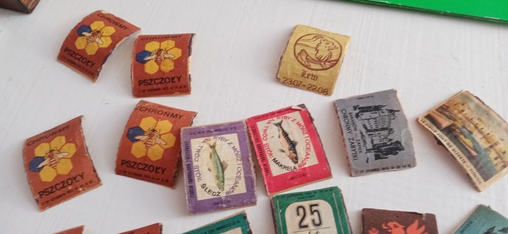 Zabytkowe etykiety zapałek (drewniane)