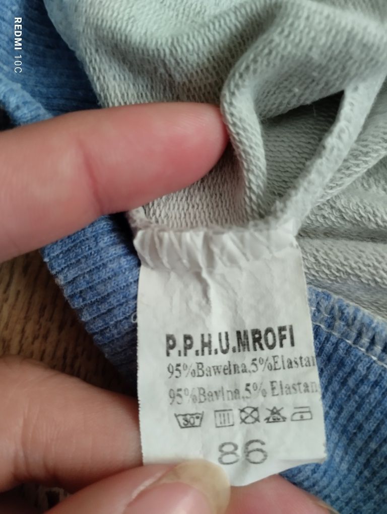 Bluza na zamek z kapturem rozmiar 86