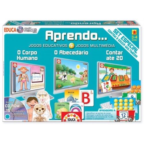 APRENDO...3 Jogos Educativos: Abecedário, Corpo humano, Contar