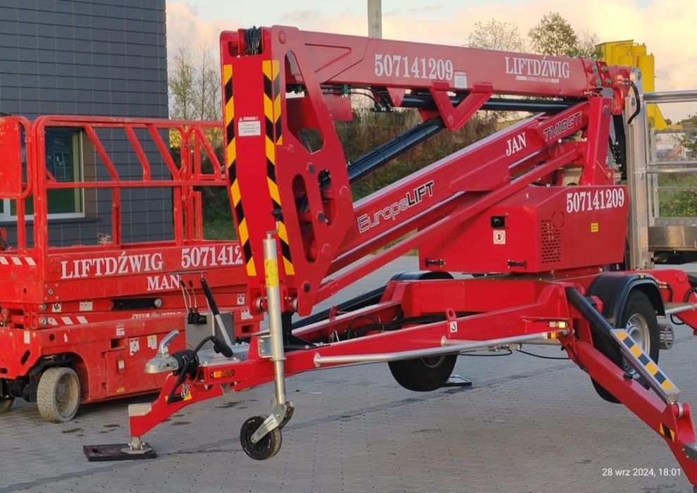 Podnośnik koszowy na przyczepie wynajem na doby
