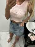 Crop top bluzka bokserka rozowa pudrowy róż roz.s/m miu celin