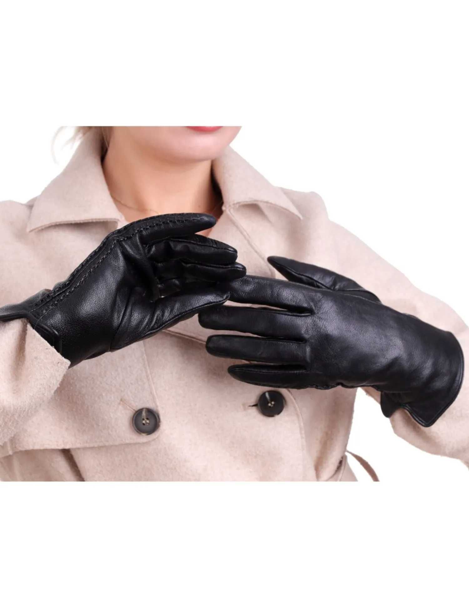 Skórzane rękawiczki damskie M