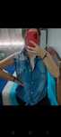 Blusa/Camisa em ganga com detalhes em renda branca tamanho S
