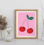 plakat 50x70 cm kuchnia jadalnia różowy czereśnie wiśnie cherry