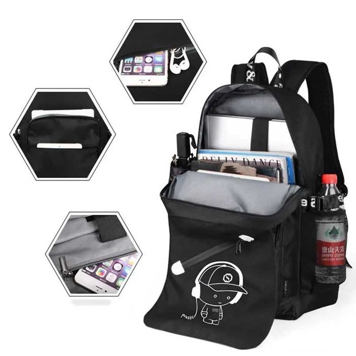 Светящийся РЮКЗАК для школы! Школьный ПОРТФЕЛЬ + наушники!