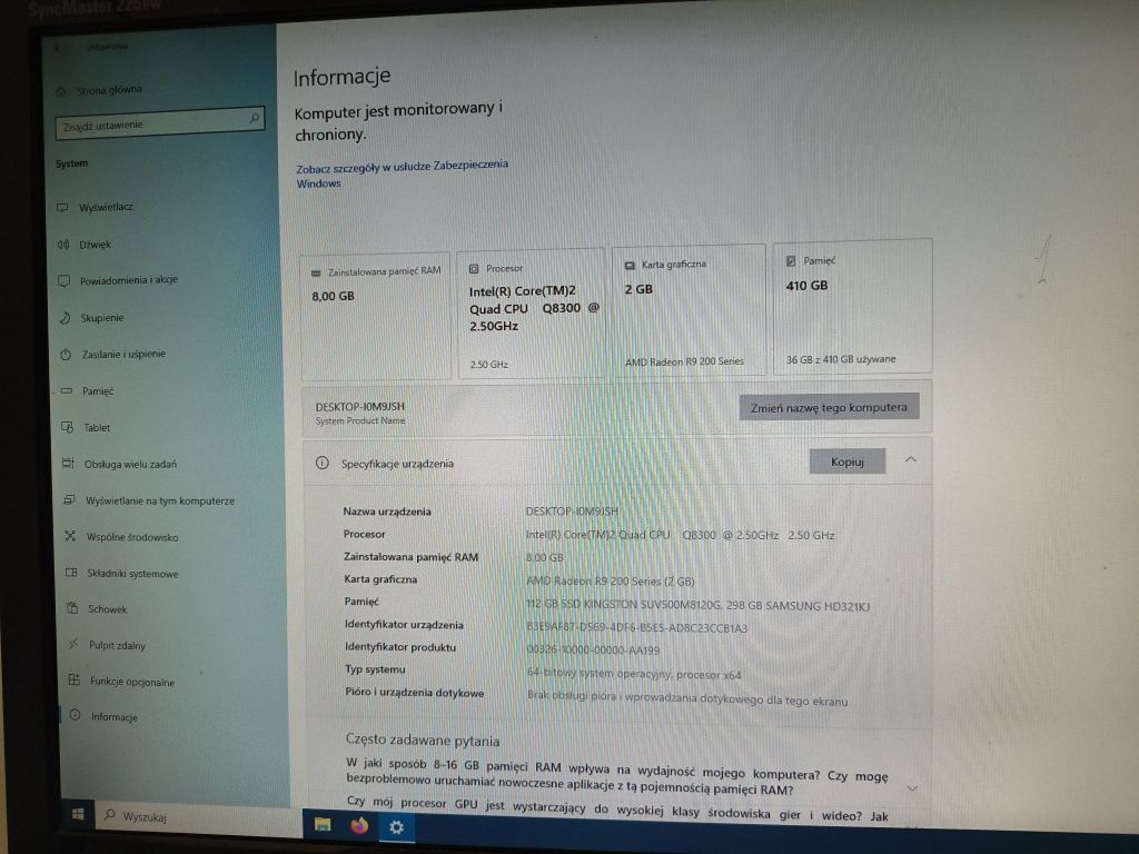 Komputer stacjonarny Q8300 Radeon R9 270X 2GB 8GB RAM Dysk SSD+HDD