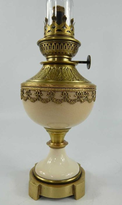 LAMPA NAFTOWA porcelana kwiat mosiądz SECESJA brenner $PARIS$ kominek