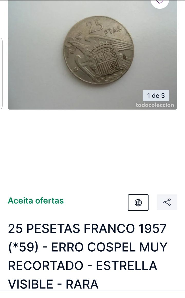 Moeda 25ptas de 1957