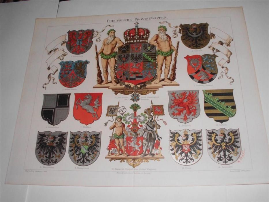 HERBY, ORDERY, HERALDYKA oryginalne XIXw chromolitografie do wystroju