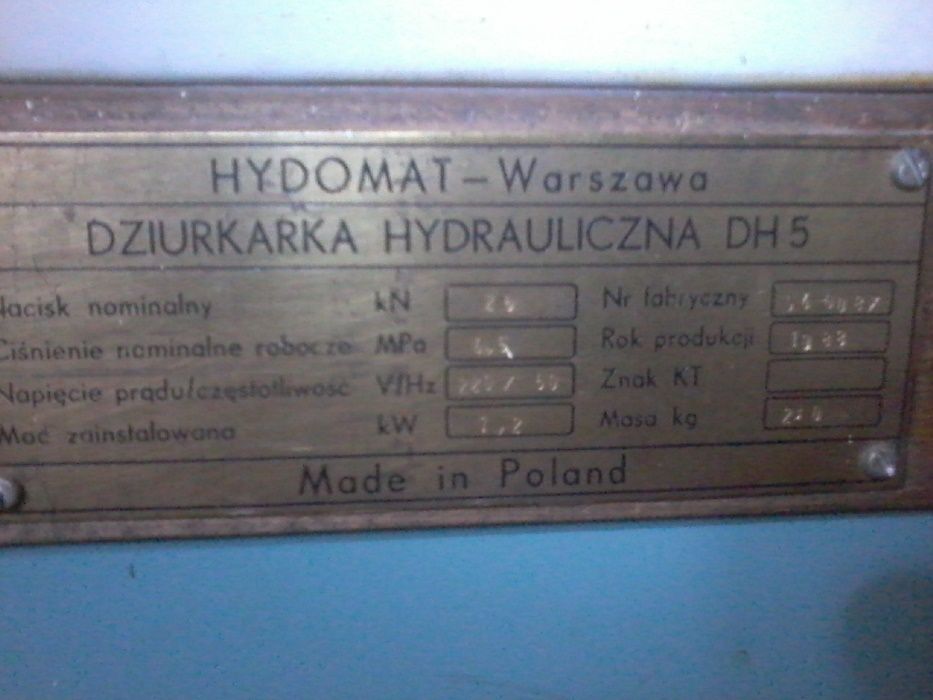 dziurkarka hydrauliczna