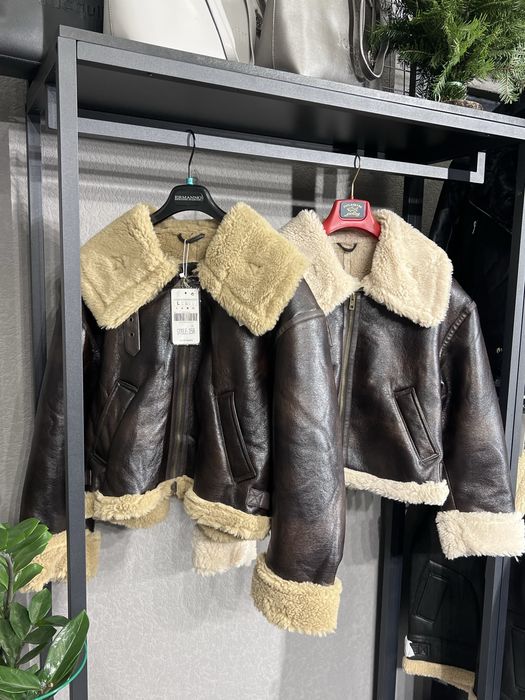 РОЗПРОДАЖ! Нова жіноча дублянка коричнева з зутром в стилі ZARA