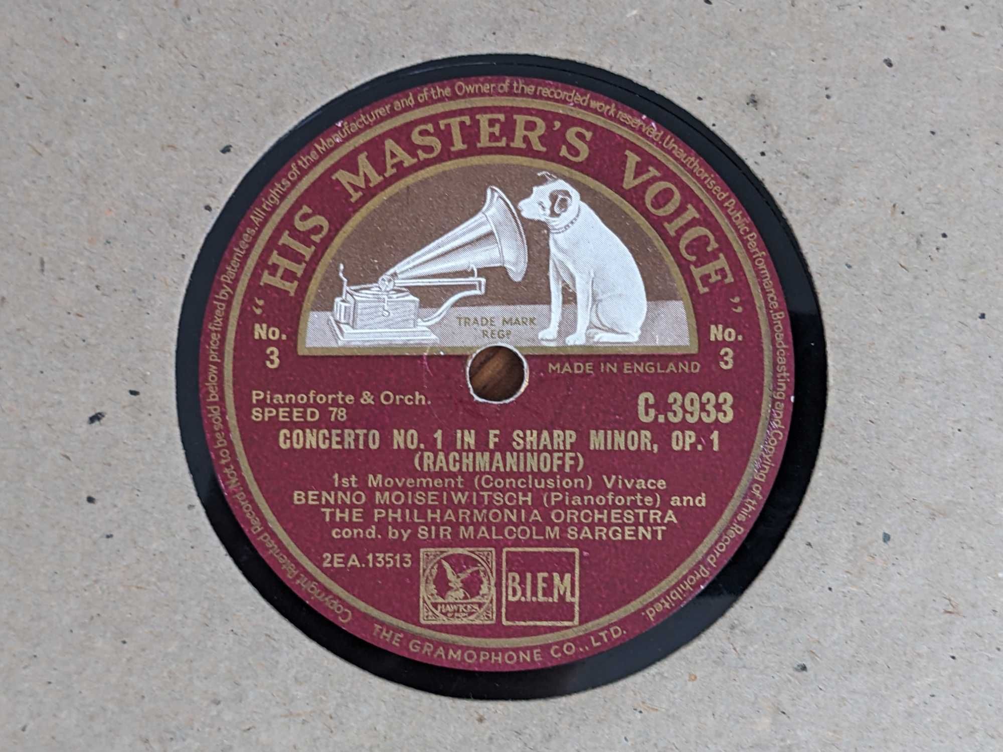 Патефонные граммофонные пластинки His master's voice 78 об шеллак