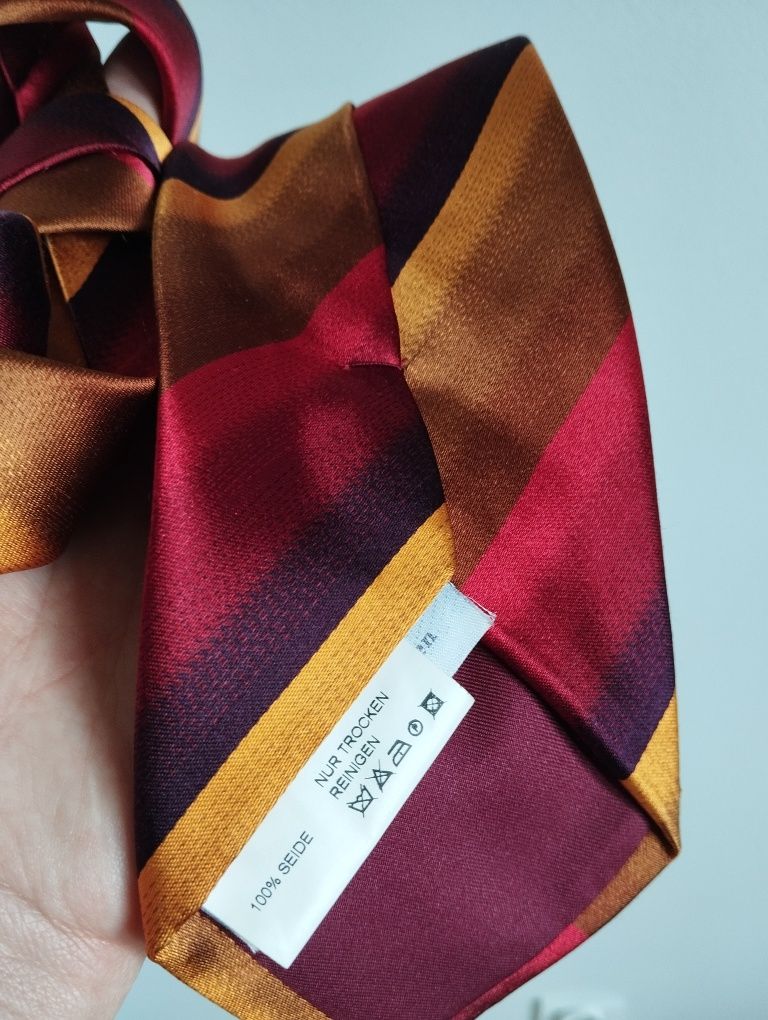 Krawat jedwabny 100% silk, 9cm, w paski Jan Paulsen