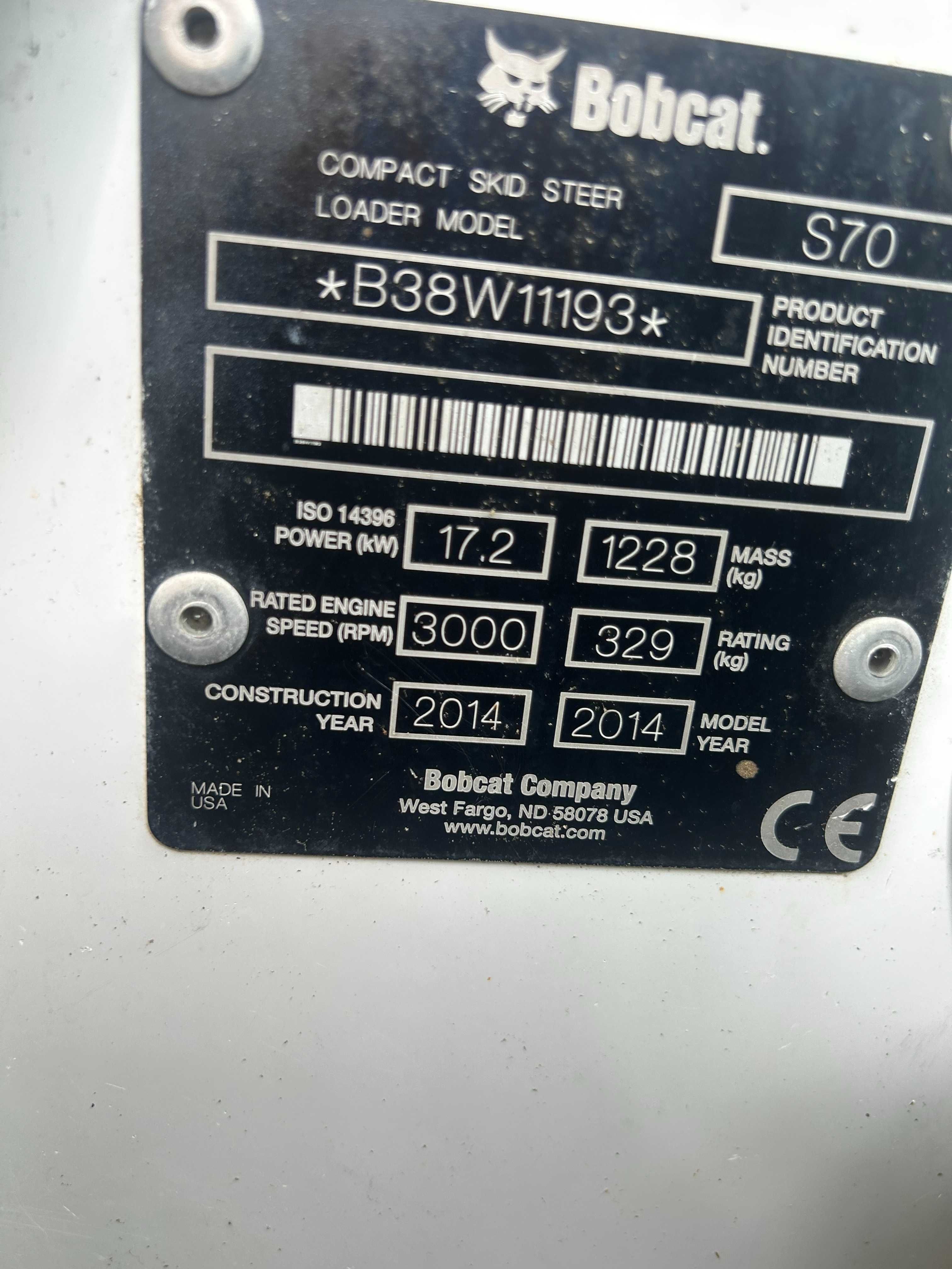 Miniładowarka Bobcat S70   2014rok produkcji