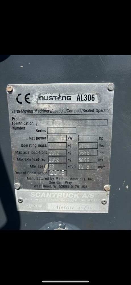 Ładowarka miniładowarka Mustang AL 306 Manitou  1500 mth