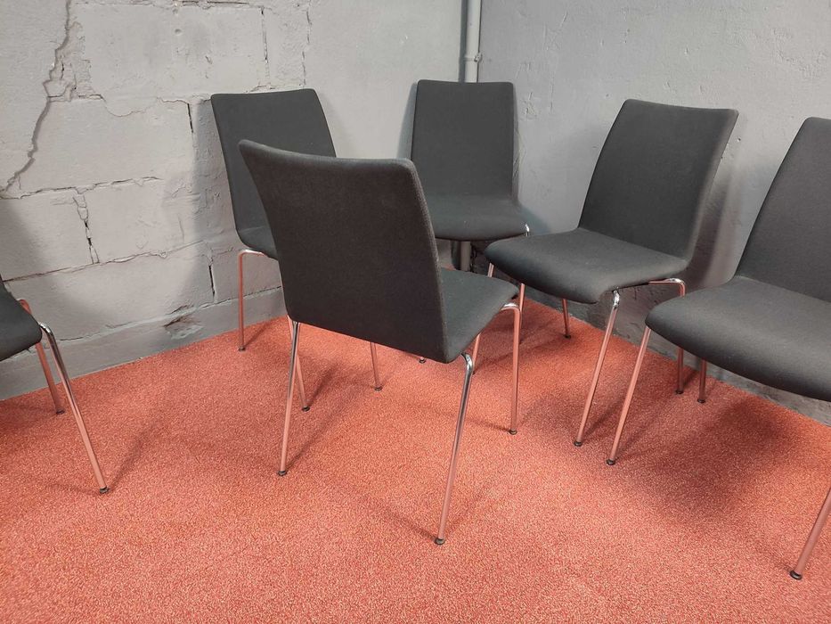 6 krzeseł biurowych czarne materiałowe BRUNNER krzesło biuro jadalnia