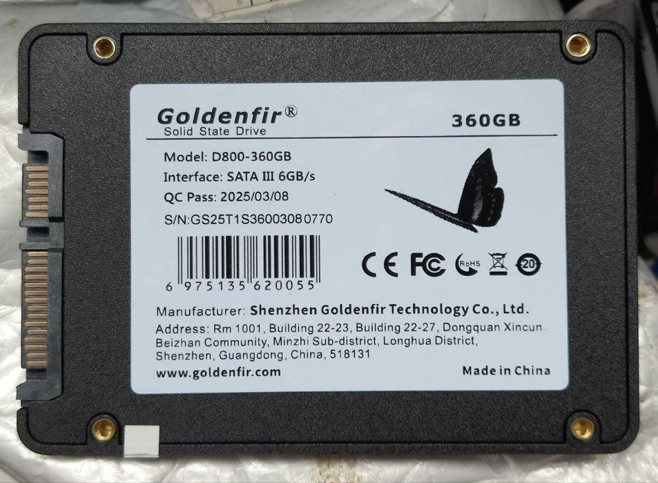 Внутрішній жорсткий диск 360GB Goldenfir SSD 2,5 твердотільний ССД