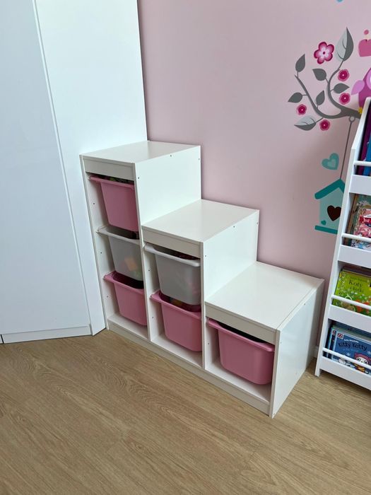 TROFAST Ikea Regał z pojemnikami biały/różowy