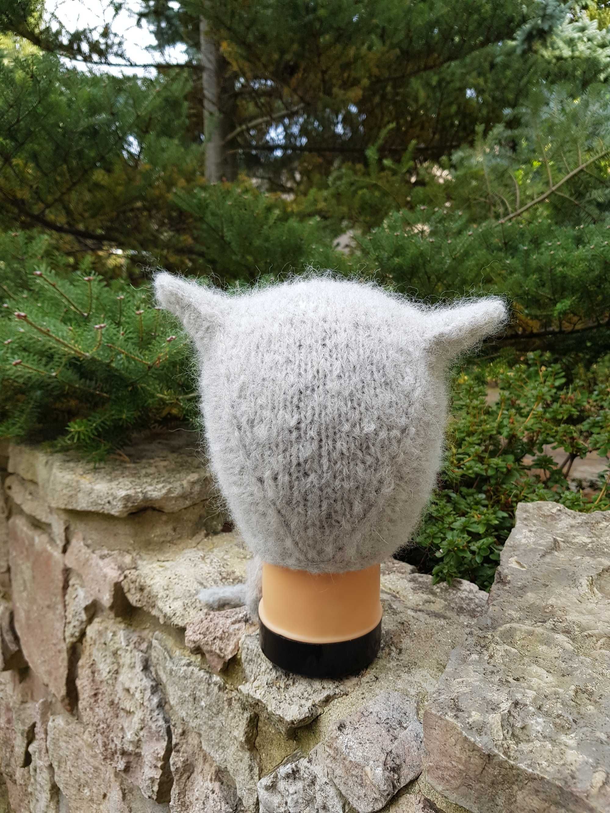Czapka 48/50 Szary Kot wełna