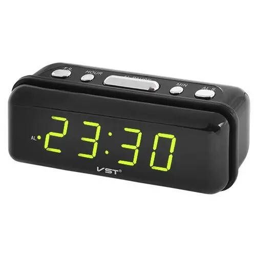 Настольные часы VST-738 с зеленой подсветкой и будильником 1243