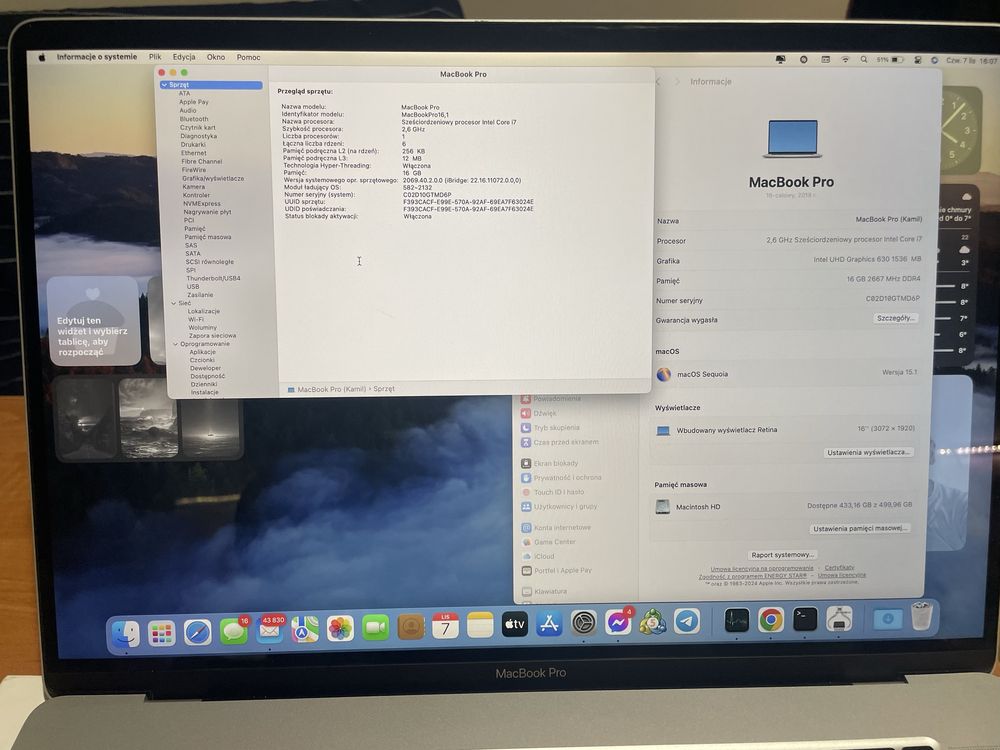 MacBook PRO 16’ 2019 /Bardzo wydajny i w bardzo dobrym stanie/