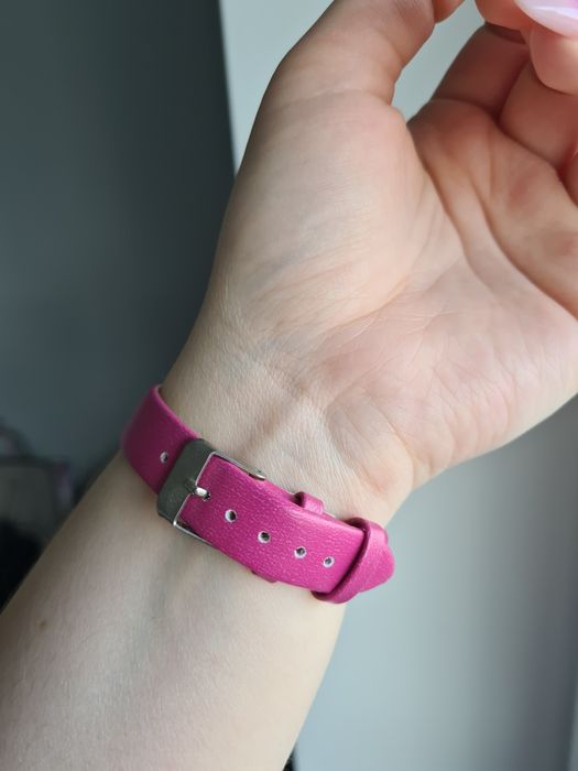 Zegarek damski na pasku różowy fuksja kwiaty