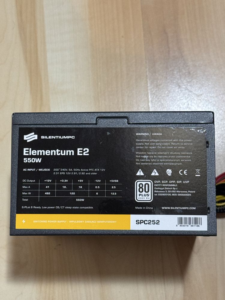 Zasilacz SilentiumPC Elementum E2 550W SPC252 80+ EU — stan bdb!