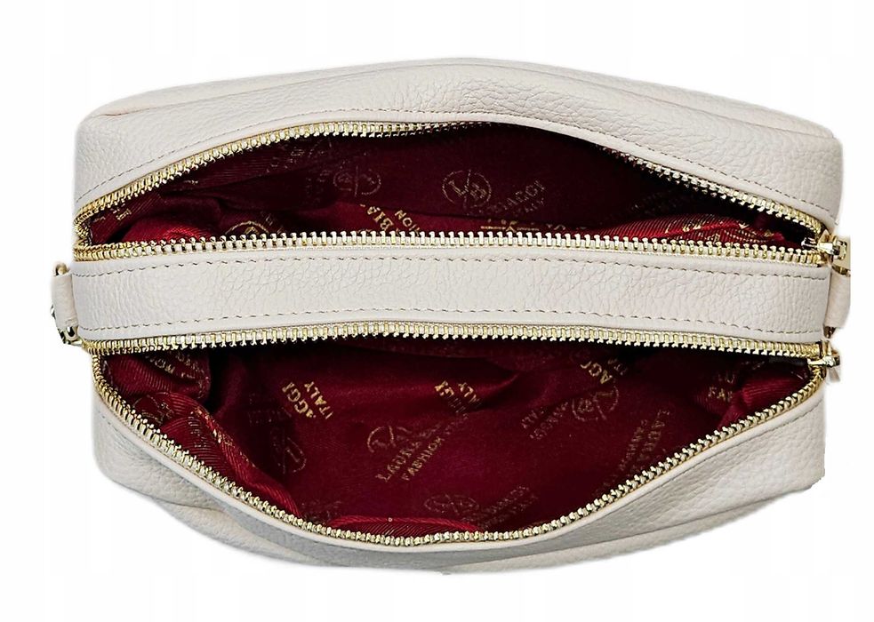 LAURA BIAGGI Torebka Damska Listonoszka Skórzana Na Ramię Pasek Beżowa