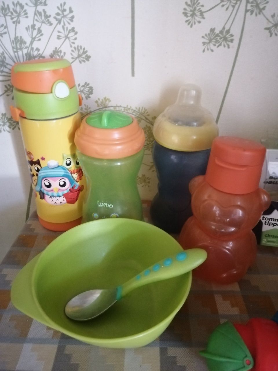 Бутылка для воды поильник тарелка для прикорма набор посуды детский