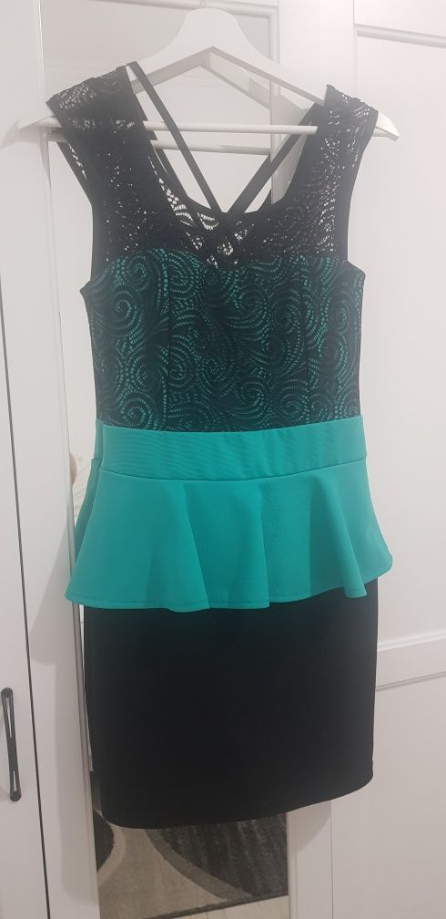 Vestido Preto e Verde mar