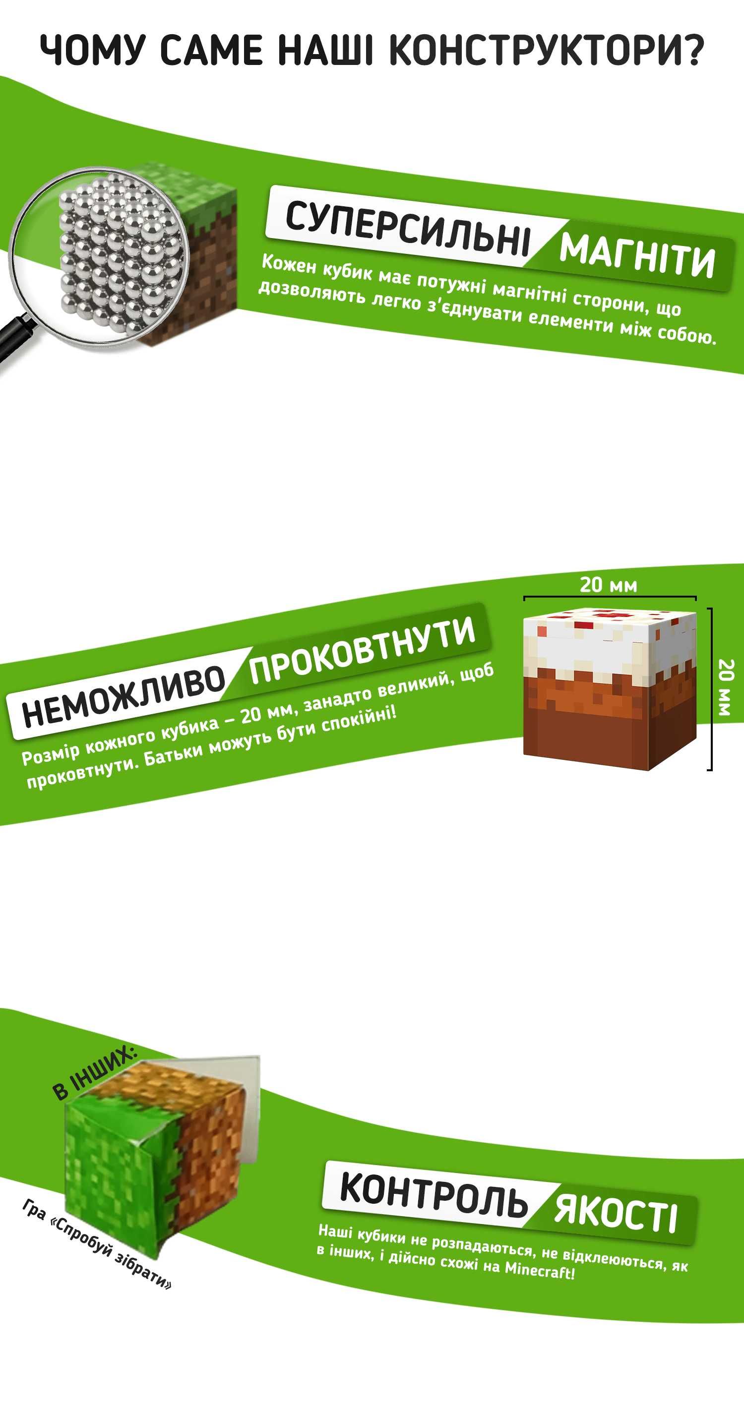 Магнітний конструктор Minecraft «Річковий цегляний будинок» 100 блоків