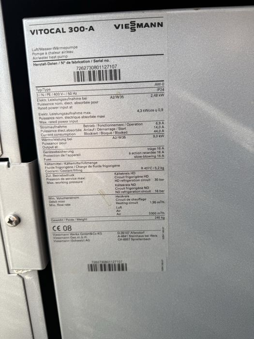 Pompa ciepla Vessmann Vitocal 300-A 9kw komplet