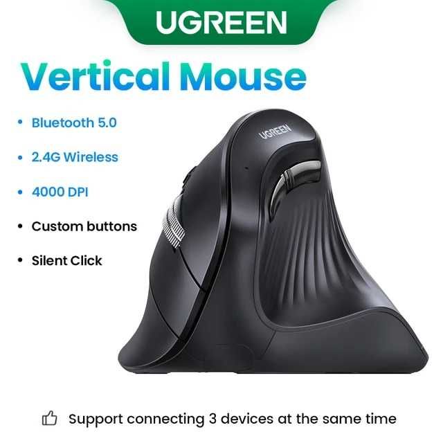 Вертикальна безшумна бездротова миша UGREEN MU008 Bluetooth 25444 НОВА