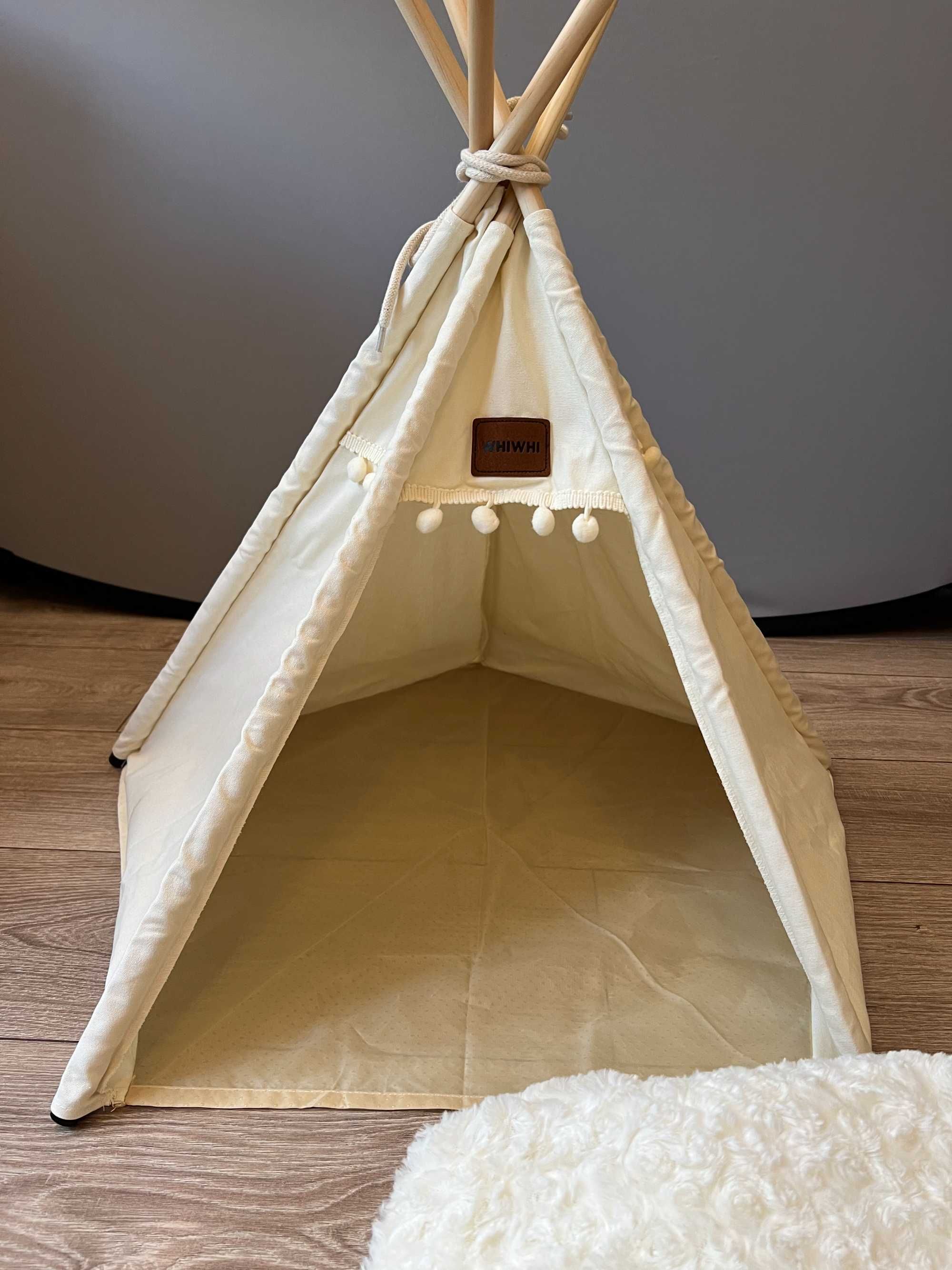 Namiot dla Psów Tipi z Grubą Poduszką, Legowisko dla Kota/Psa, WhiWhi