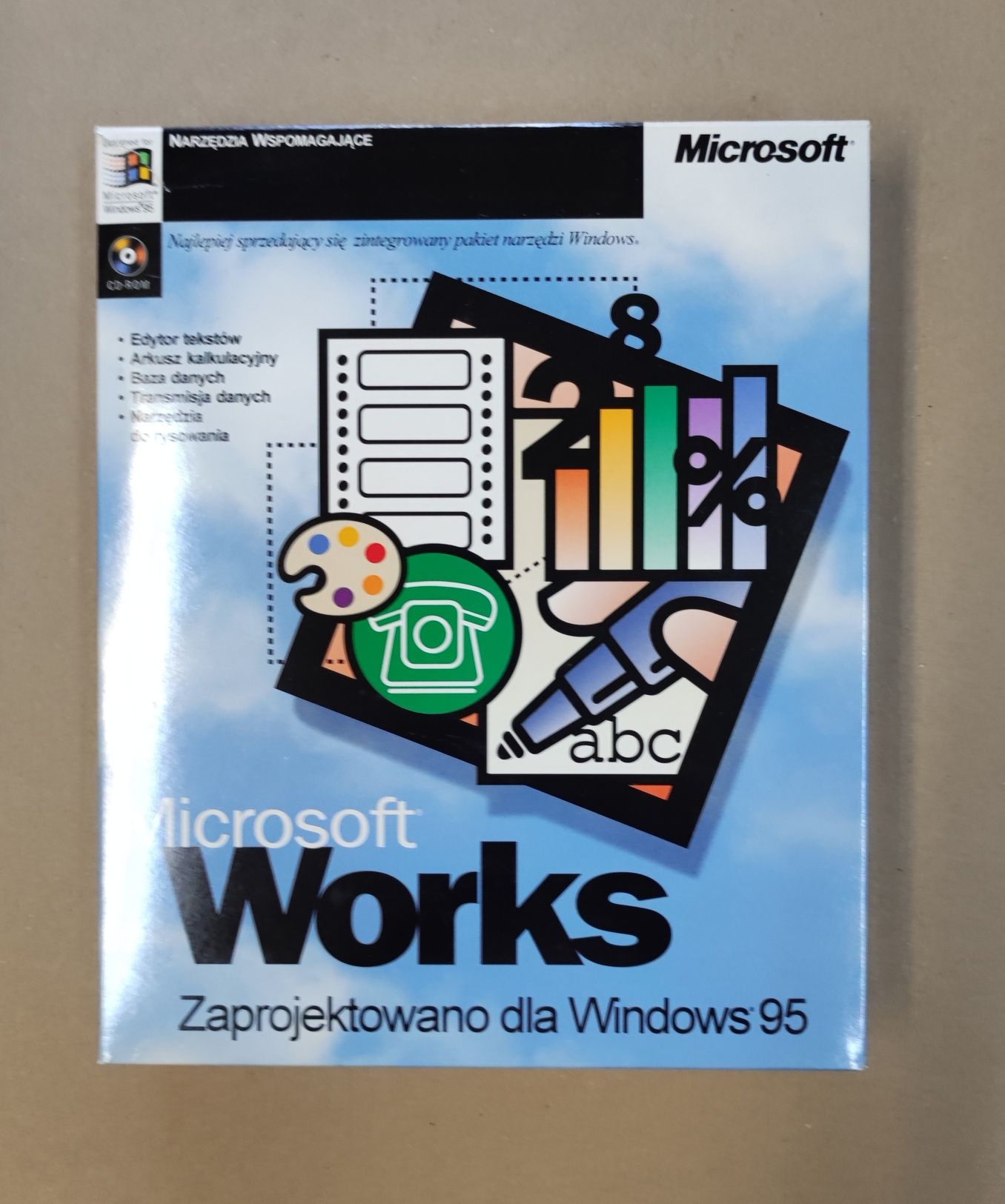 Microsoft Works 4.0 BIG BOX PC CD oprogramowanie retro