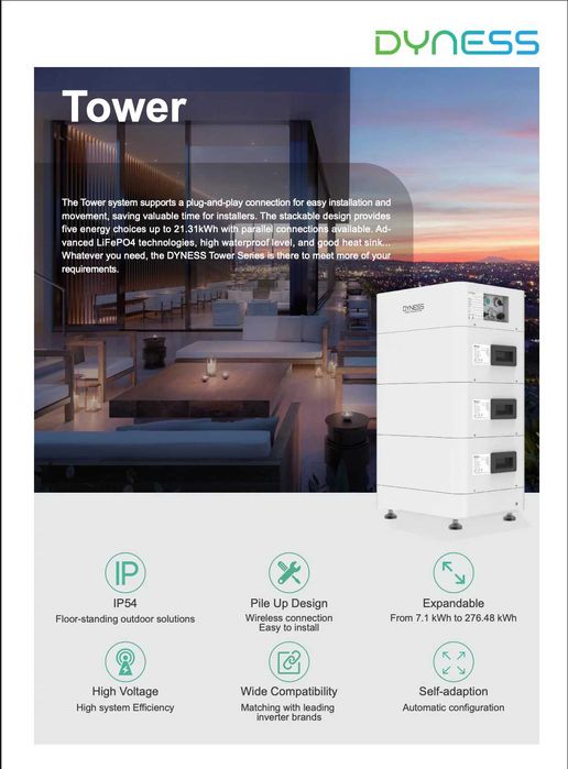 Dyness Tower 3,55 kWh - Módulo de Bateria de Alta Tensão para Expansão