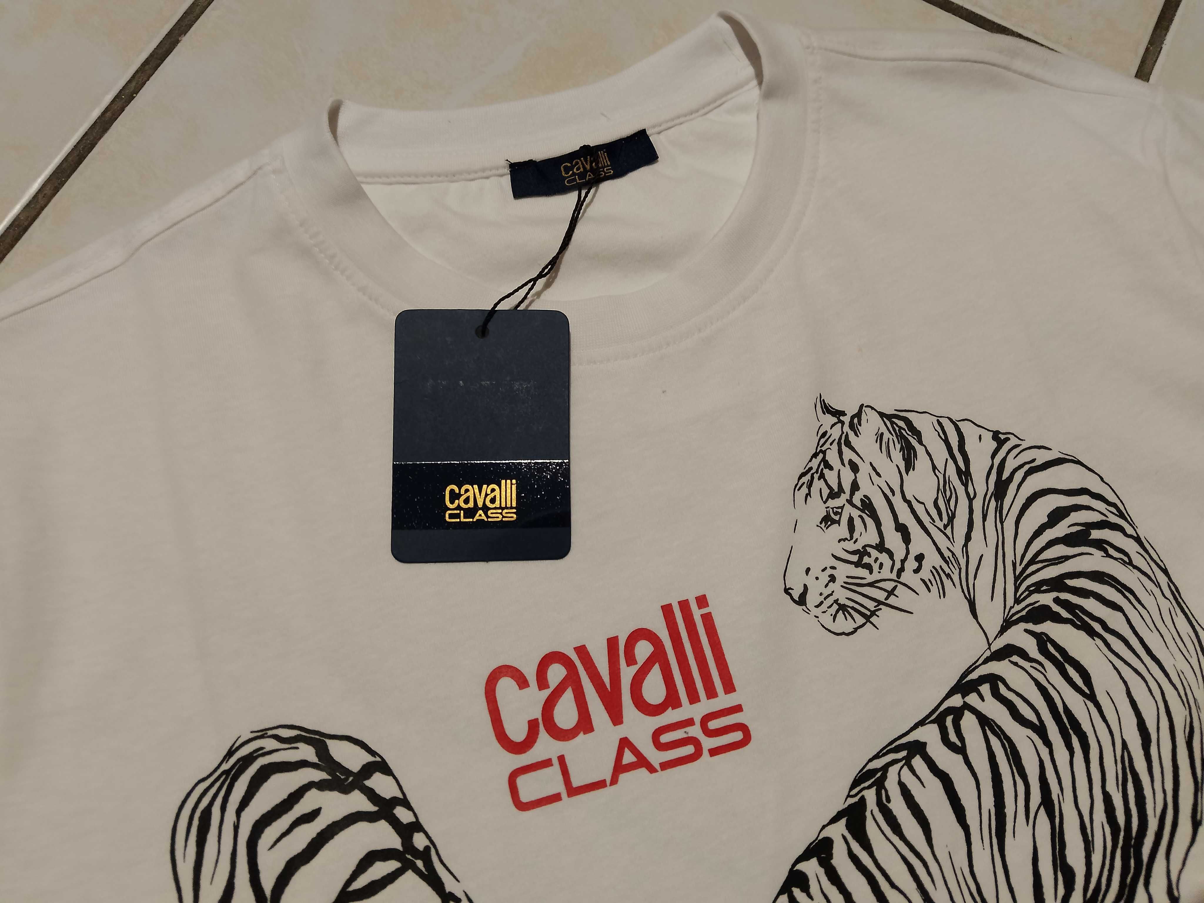 CAVALLI - NOWA! z LOGO i Metkami Koszulka Męska rozmiar M