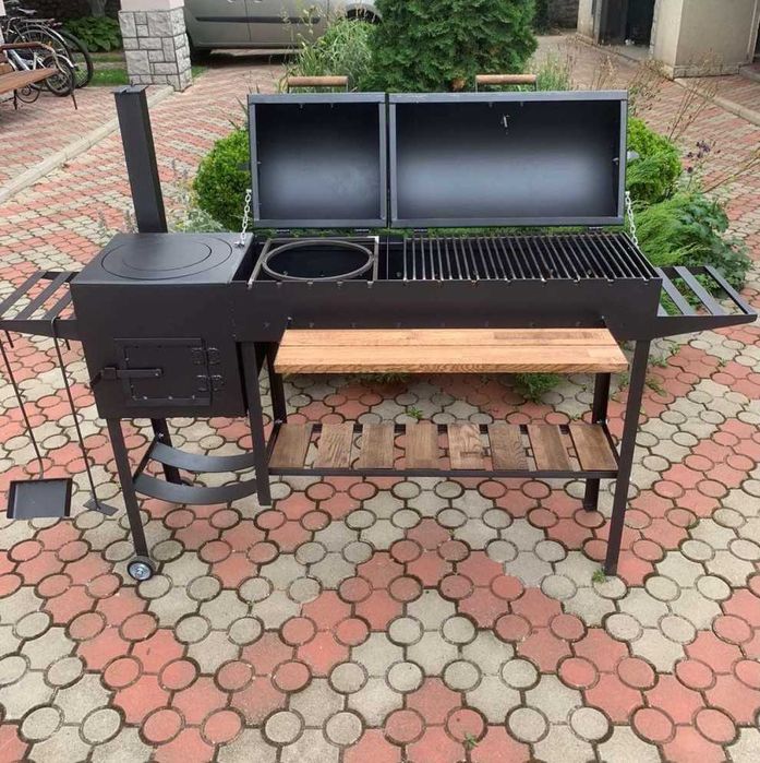 ПІДСИЛЕНИЙ!!! Мангал барбекю GOR-2 (5мм) з пічкою і решіткою гриль