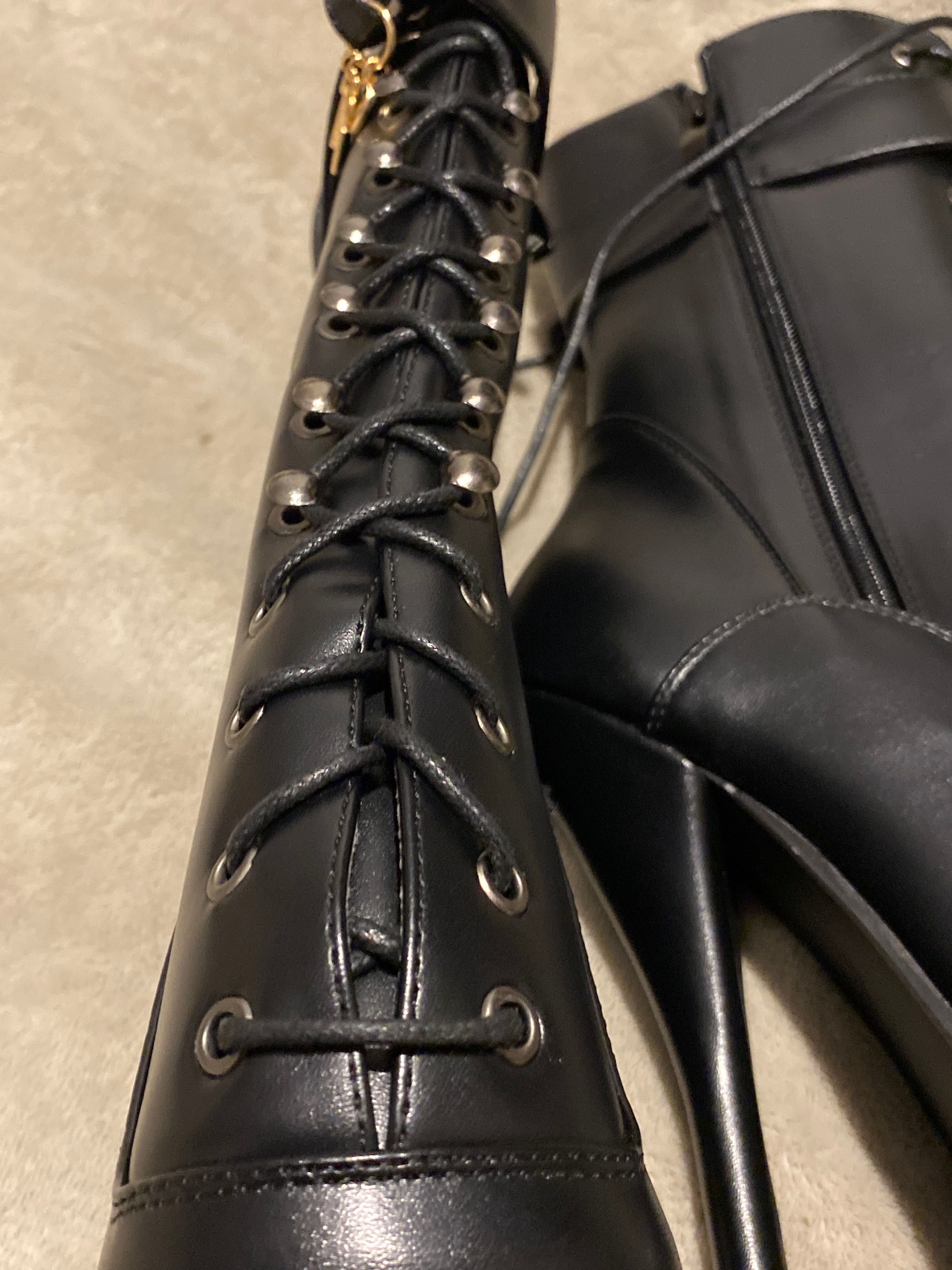 Skórzane eko wysokie szpilki 20 cm pole dance boots nie latex
