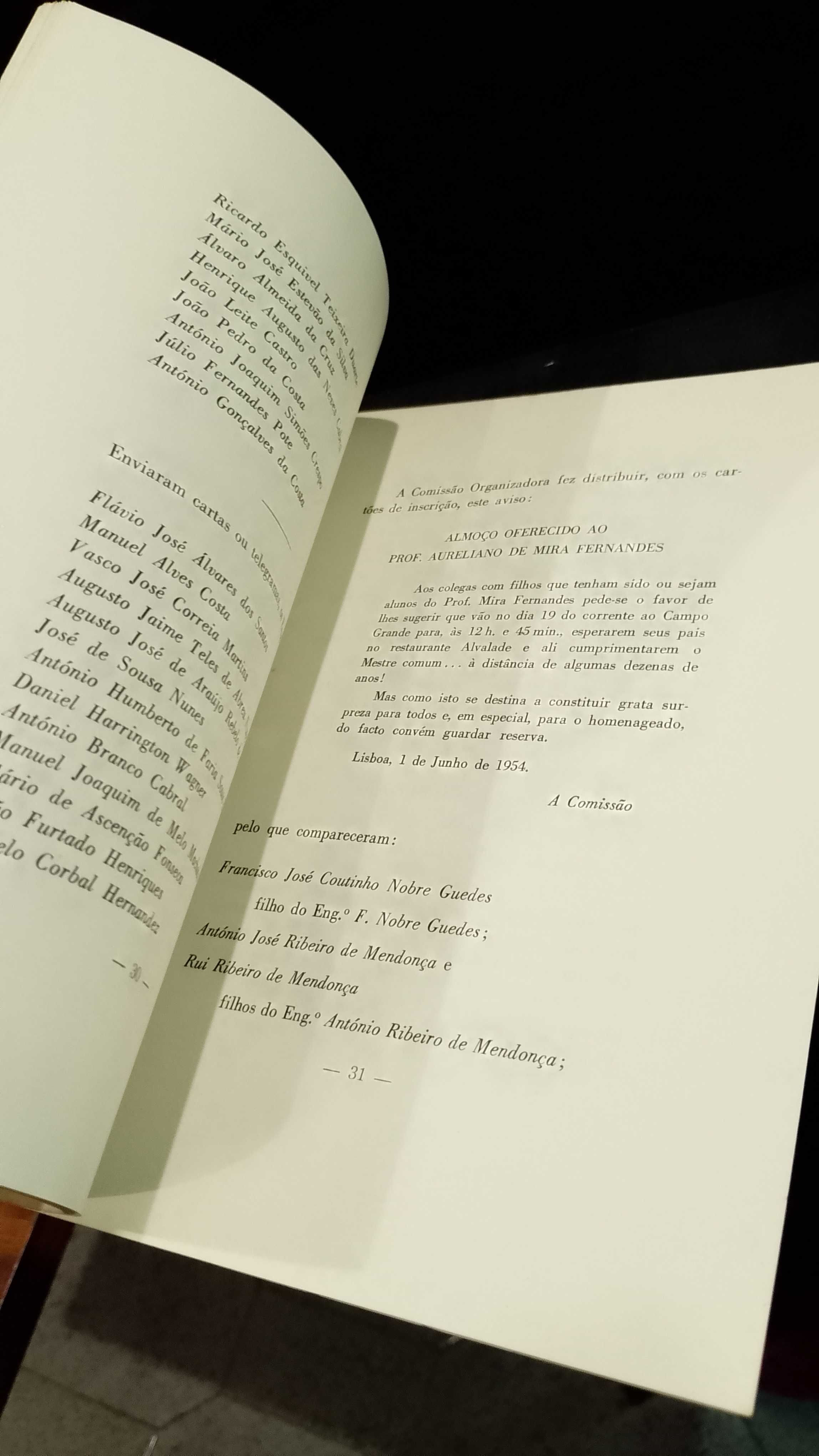 No Jubileu do Prof. Aureliano de Mira Fernandes 1954
