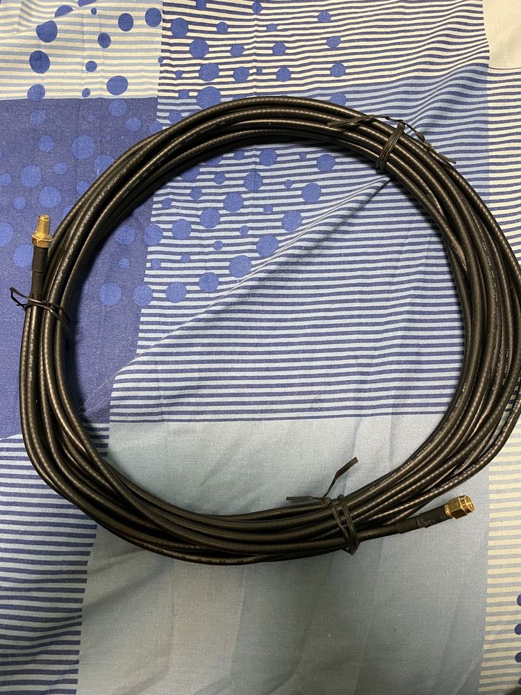 Кабель антенний wi-fi RF:SMB M/F 15m,50 Ohm RG-174 D=2.7mm Gold золото