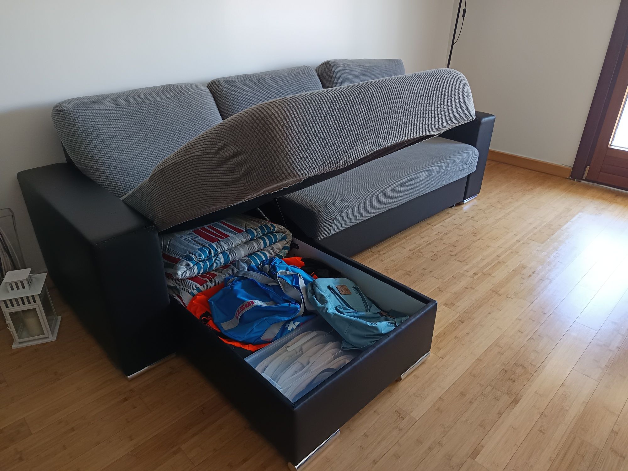 Sofá cama chaise longue preto