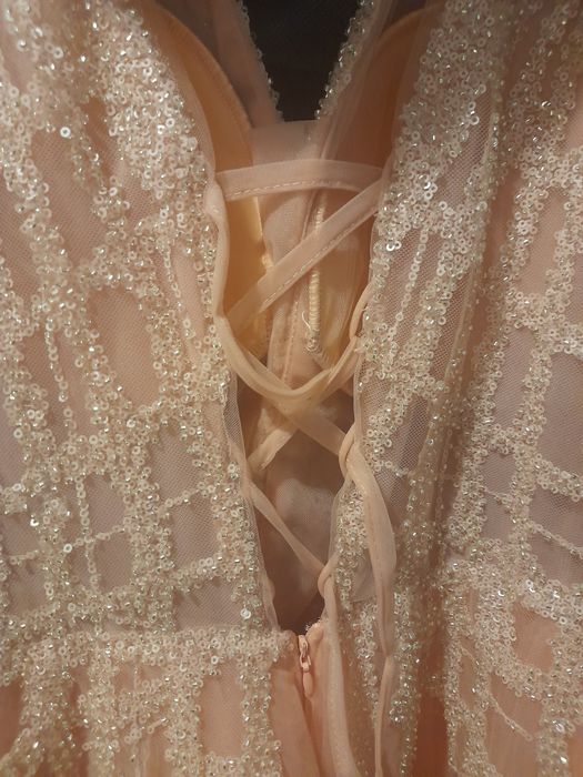 Sukienka bal studniówka slub cywilny pudrowy róż