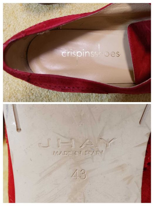 JHAY EU 43 (Made in Spain) для Crispins — червоні замшеві броги туфлі