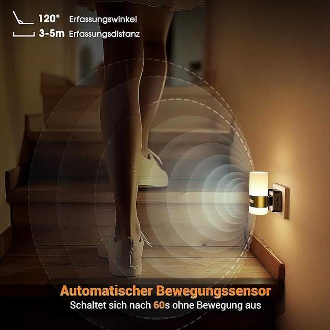 JandCase lampka ścienna wewnętrzna czujnik ruchu wtyczka eu