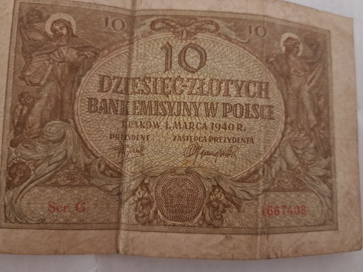 Banknot 10 Dziesięć Złotych Bank Emisyjny W Polsce 1 Marca 1940