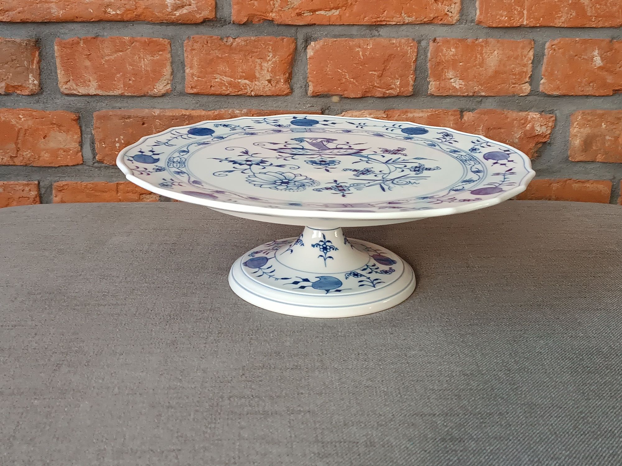 Patera na ciasto wzór cebulowy - porcelana miśnieńska