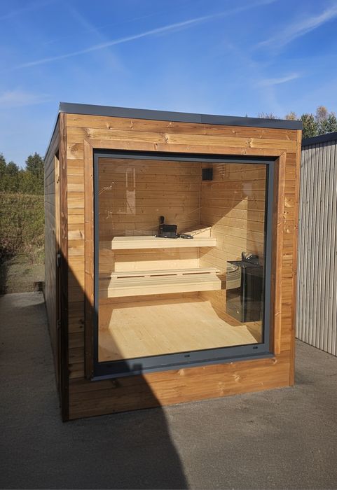 Sauna wolnostojąca drewniana ogrodowa NA JUŻ piec elektryczny 9kW 2x2m