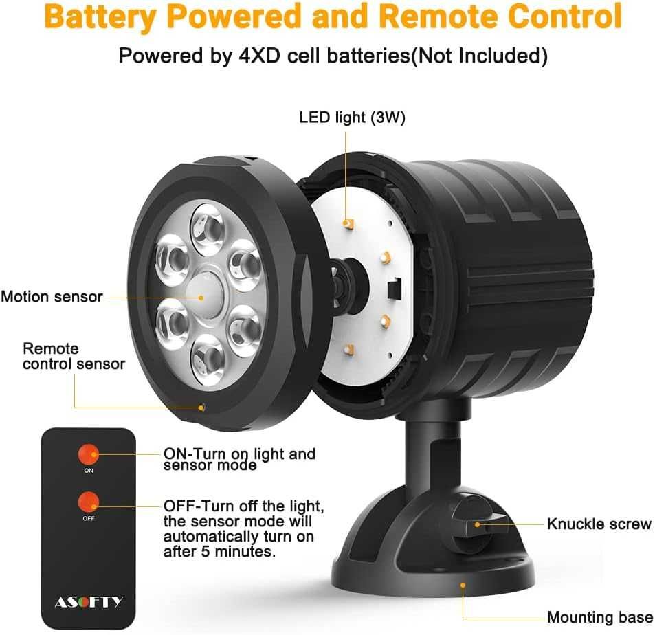 Бездротовий зовнішній прожектор з датчиком руху ASOFTY + пульт