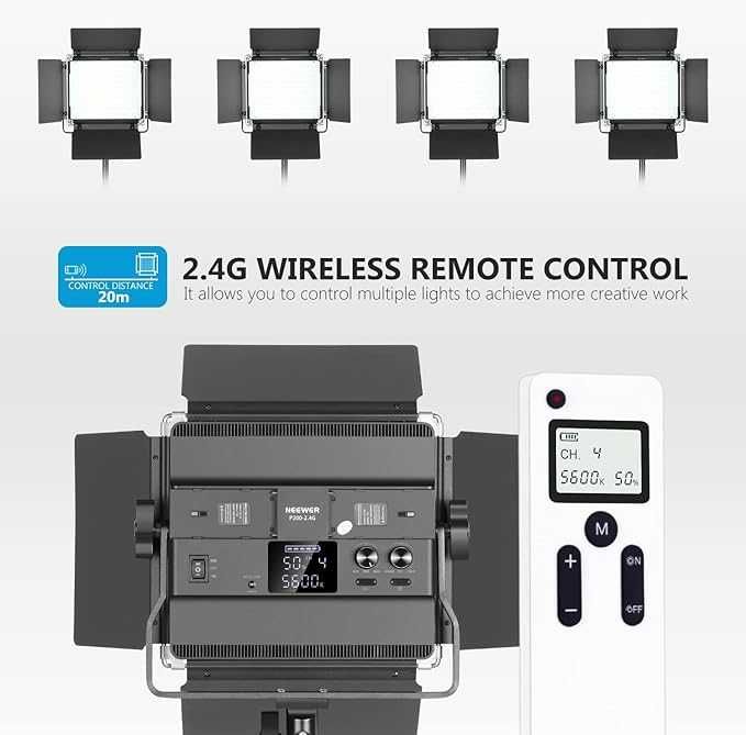 Neewer Zestaw 2 lampek wideo LED 2,4 G ze statywem 2 m